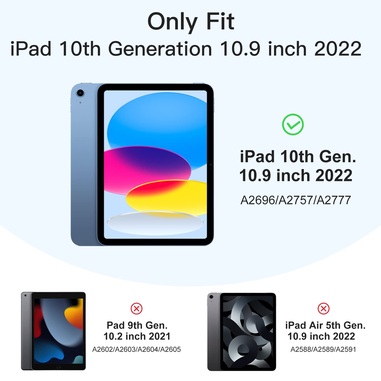 Akkerds Compatible With Ipad 10Th Generation Case 10.9 Inch 2022 With Pencil Holder, Slim Trifold Stand Protective Cover With So