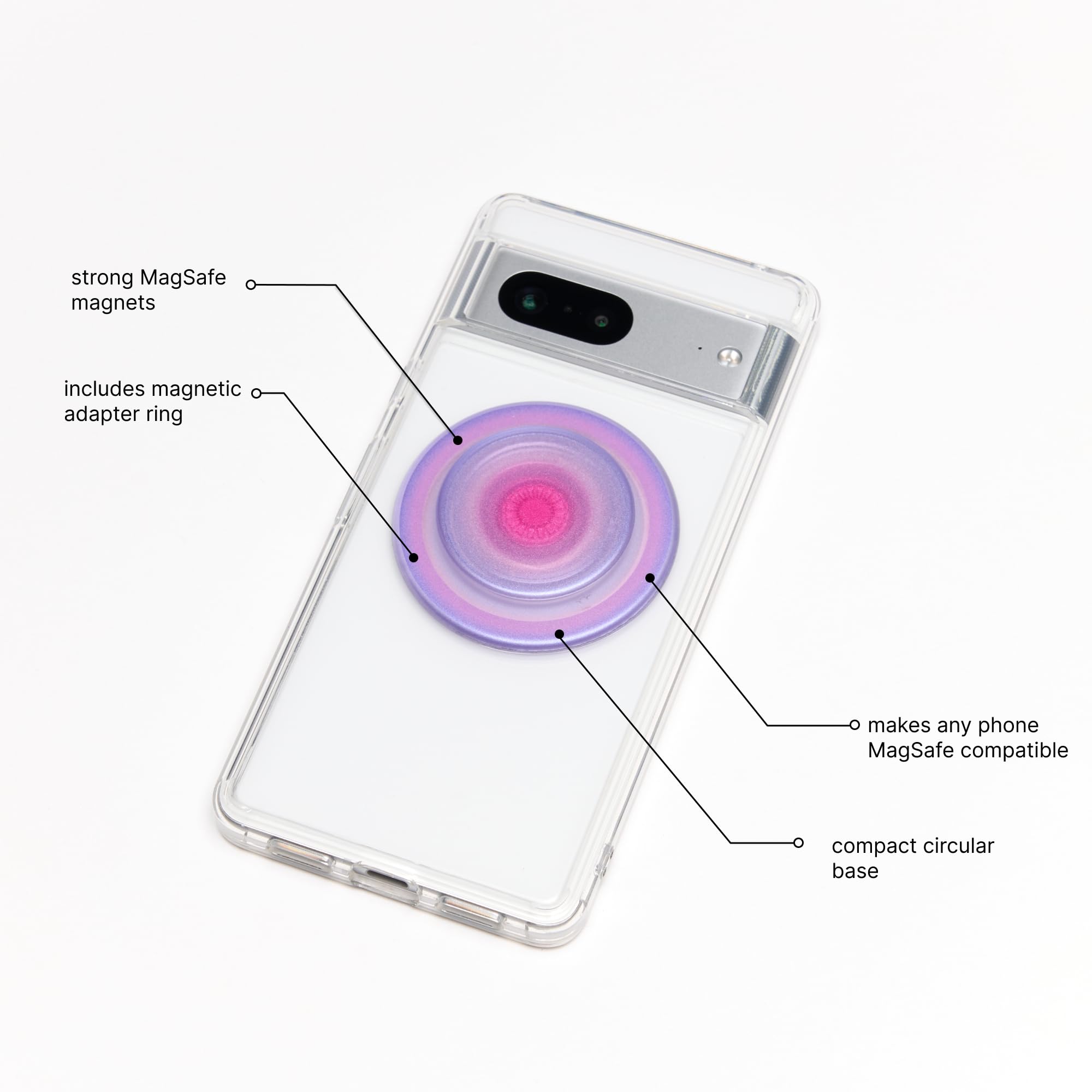 Popsockets Phone Grip Compatible With Magsafe, Adapter Ring For Magsafe Included, Phone Holder, Wireless Charging Compatible   A