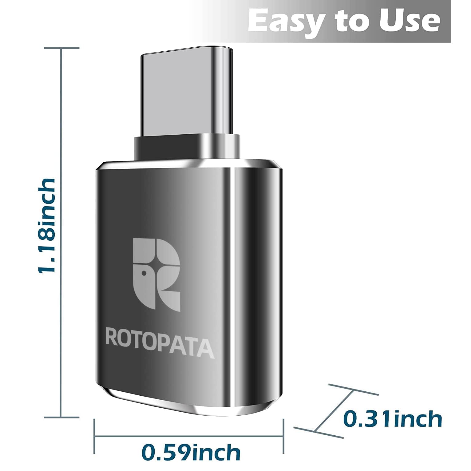 Rotopata 4 Pack Usb To Usb C Adapter, Usb C To Usb 3.0 Female Otg Adapter For Macbook Pro2019, Macbook Air 2020, Ipad Pro 2020 A