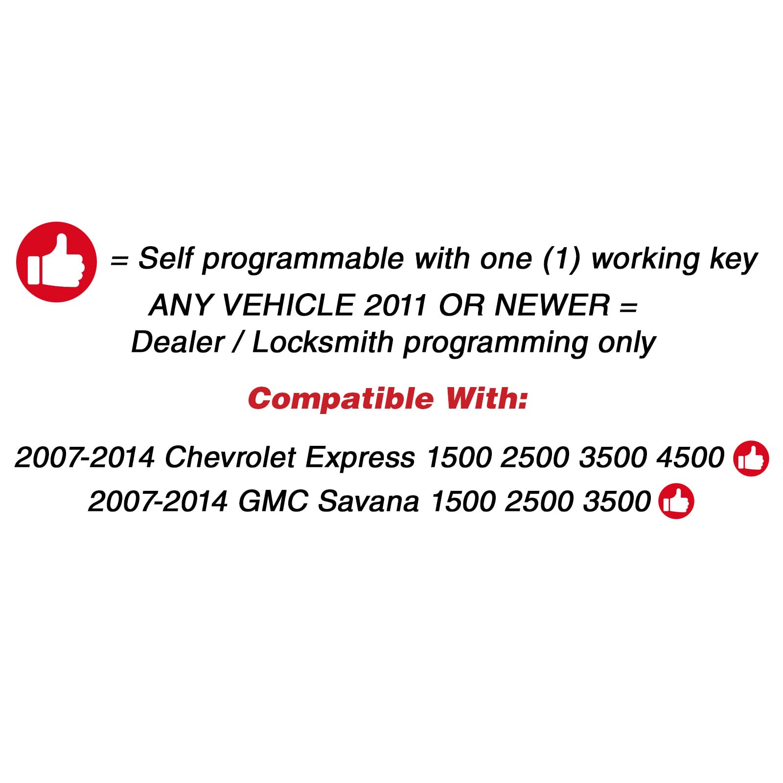 Keylessoption Keyless Entry Remote Car Key Fob Replacement For Chevy Express Savana Vans