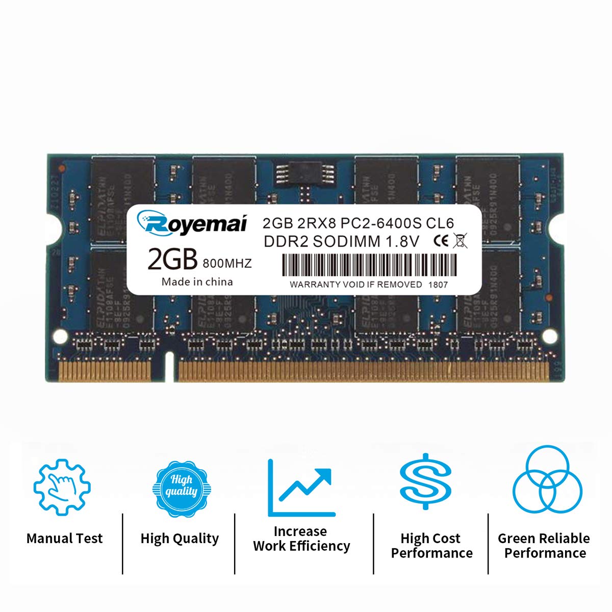 4Gb Kit (2X2Gb) Pc2 6400 Ram, Ddr2 800Mhz Sodimm 2Rx8 Cl6 1.8V 200Pin Memory Ram For Laptop Notebook Computer