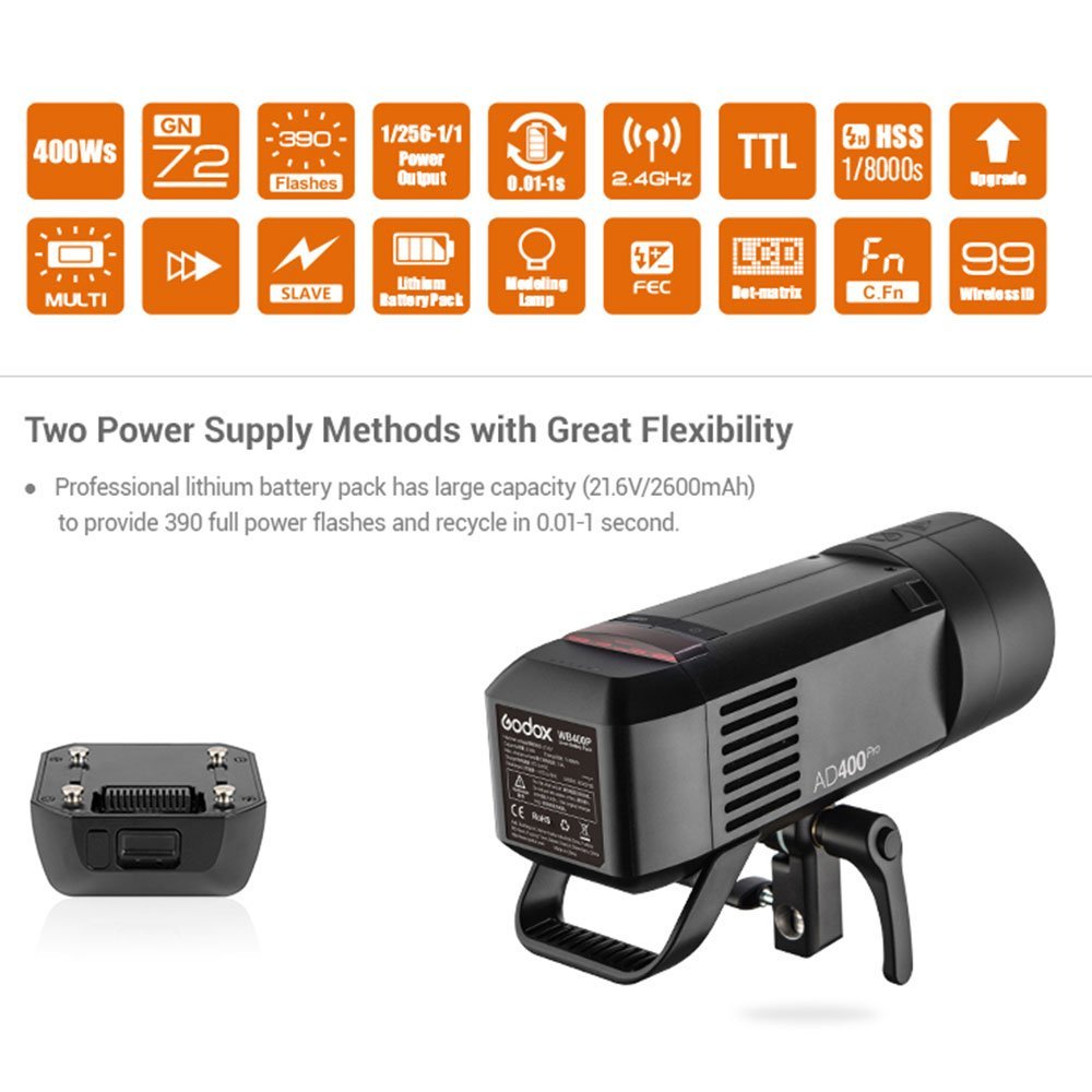 Godox Flash Strobe Ad400 Pro Ad400Pro All In One Outdoor Studio Monolight 400W Photographic Lighting For Canon Sony Nikon Fuji O