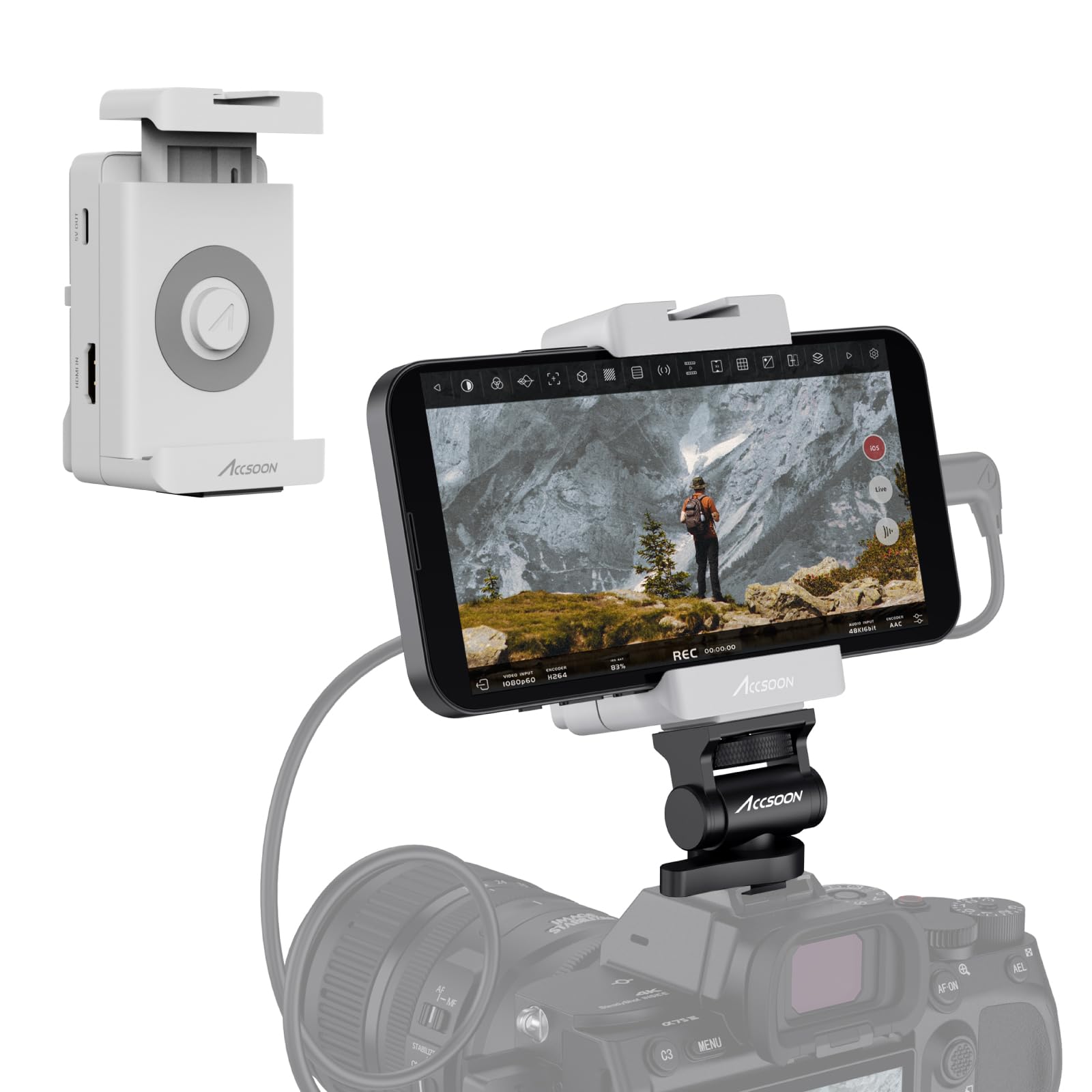 Accsoon SeeMo HDMI to USB C Video Capture Adapter for iPhone and iPad,Support 1080P 60FPS Video & Real-Time Monitoring/Streaming