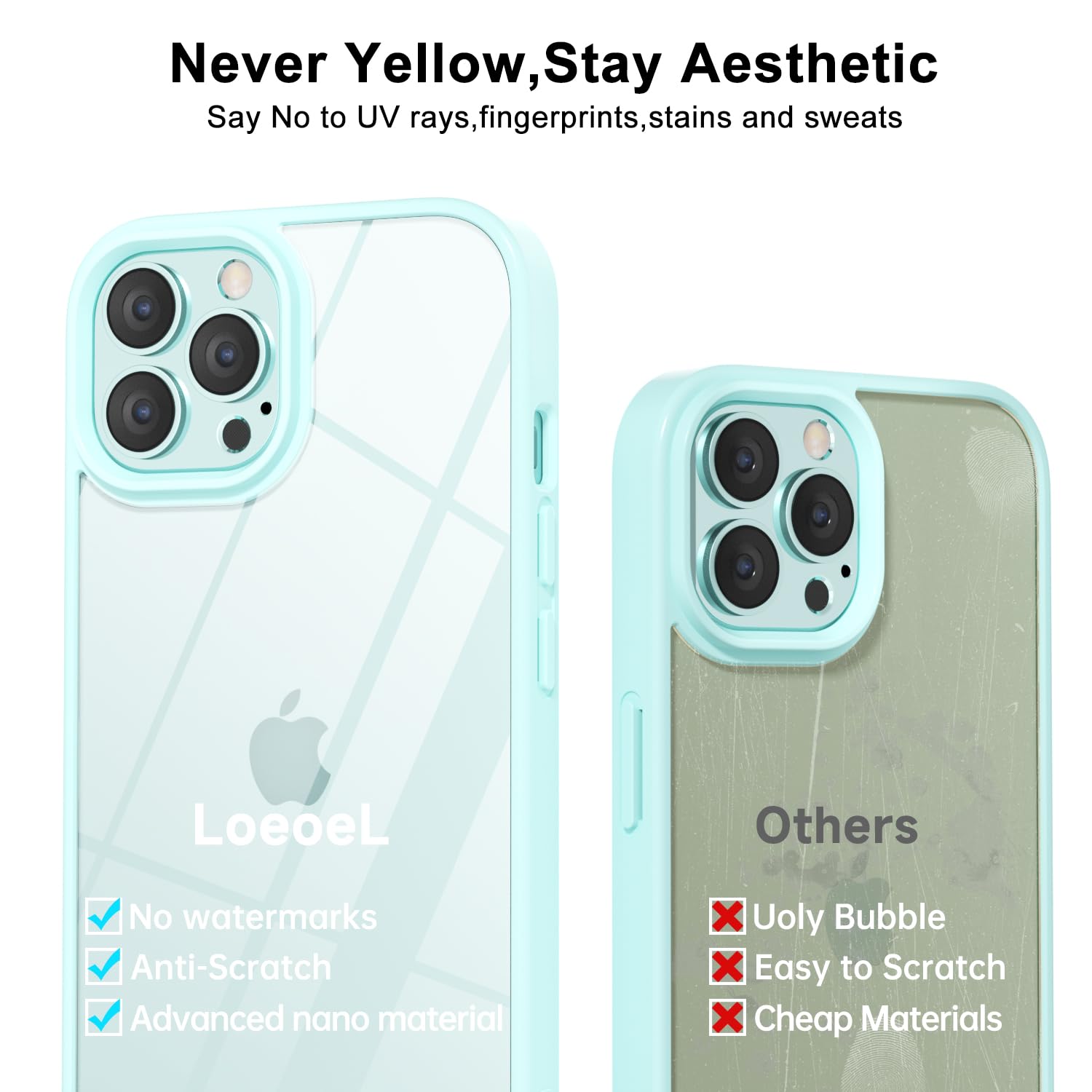Loeoel For Iphone 12 Pro/ 12 Case Clear, Transparent Hybrid 12 Pro/ 12 Phone Case [Hard Plastic & Soft Silicone Bumper] Acrylic