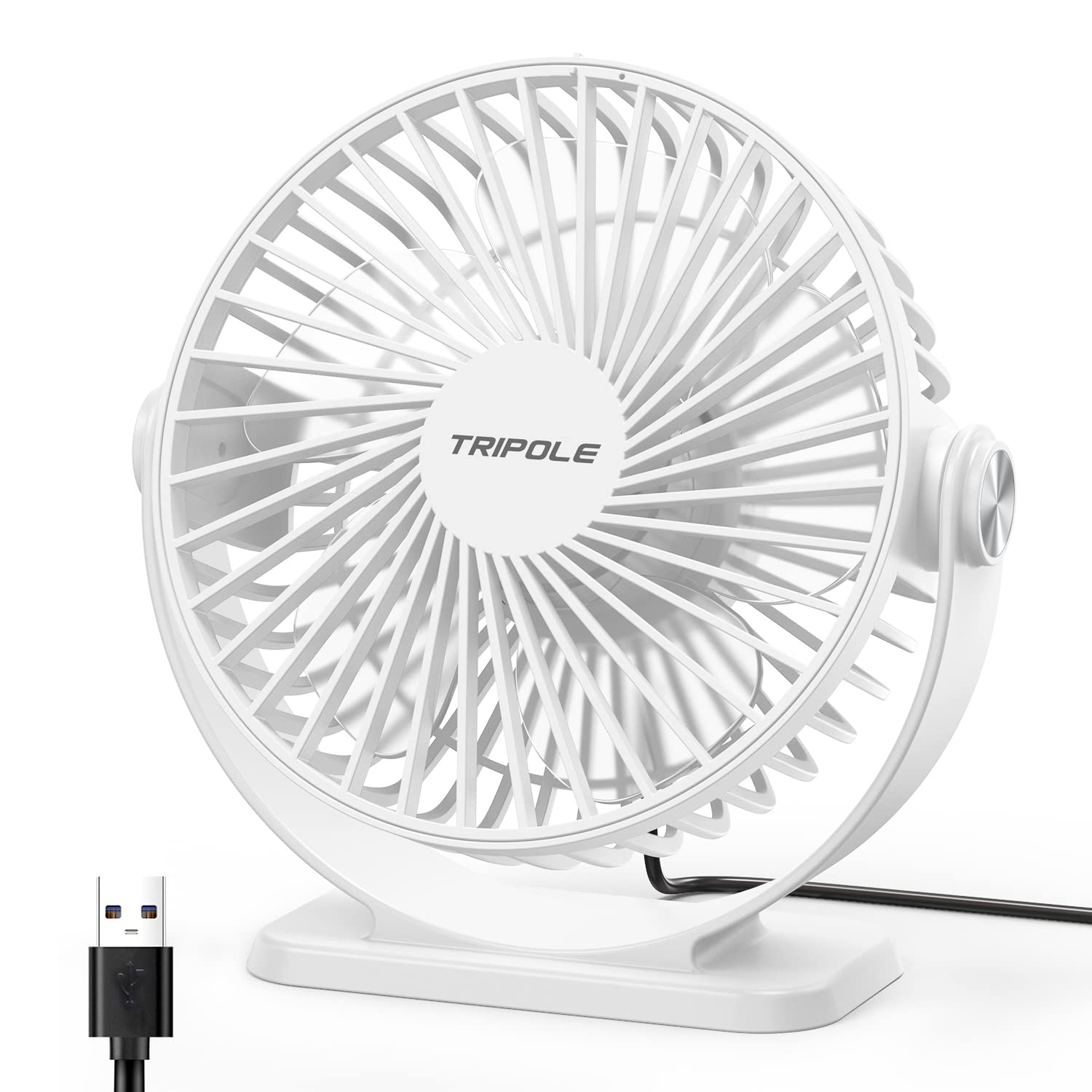 Tripole Small Desk Fan Usb Powered Personal Fan 3 Speeds Strong Airflow Mini Fan 360Rotation Portable Fan 5.1 Inch Table Fan For