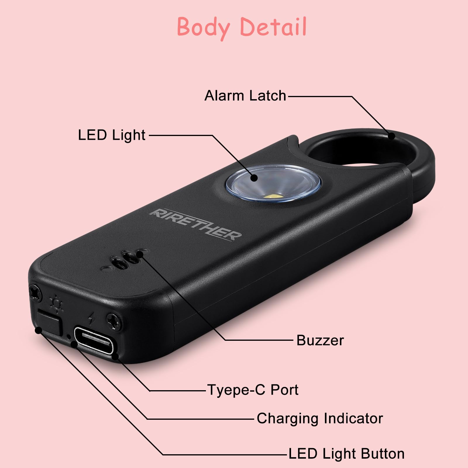 Personal Alarm For Women, Men, Kids, 2023 Upgraded Vibration Sensing Alarm, Elderly Protection Self Defense Siren With Strobe Le