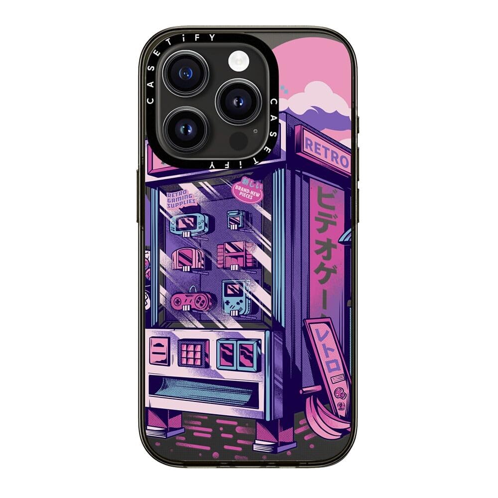 Casetify Compact Iphone 15 Pro Case [2X Military Grade Drop Tested / 4Ft Drop Protection]   Retro Vending Machine   Clear Black