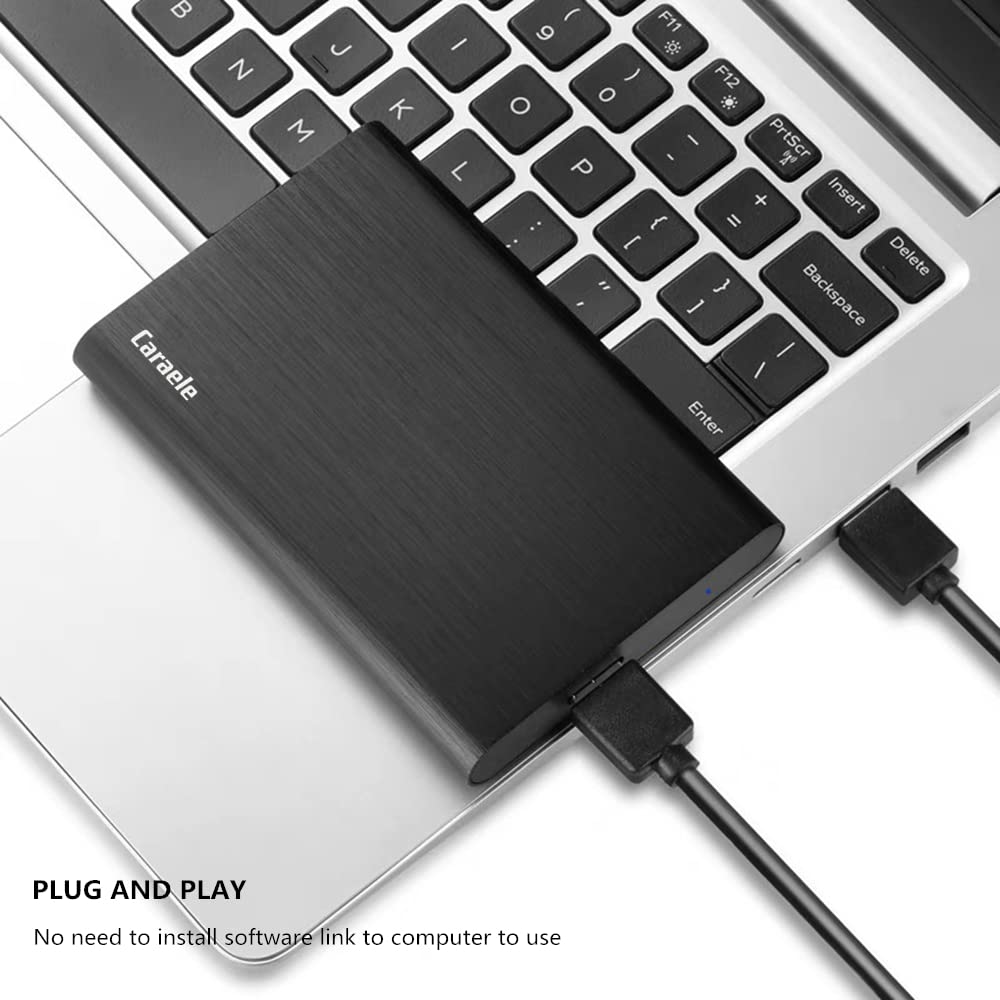 Caraele 320Gb Ultra Slim Portable External Hard Drive Usb3.0 Hdd Storage Compatible For Pc, Desktop, Laptop, Macbook, Chromebook, Xbox One, Xbox 360, Ps4 (Black)