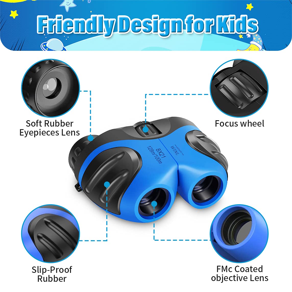 Toys For 4 5 Year Old Boys, Vnvdflm 8 X 21 Kids Binoculars For Children, Compact Telescope Boys Birthday Easter Gifts For 5 8 Ye