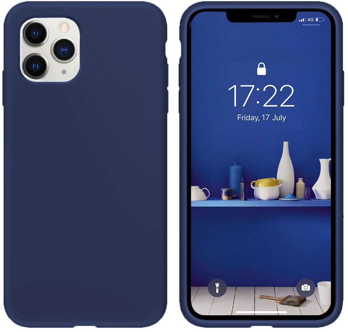 Icesword Iphone 11 Pro Case Blue, Thin Liquid Silicone Case, Soft Silk Microfiber Cloth, Matte Pure Blue, Gel Rubber Full Body,