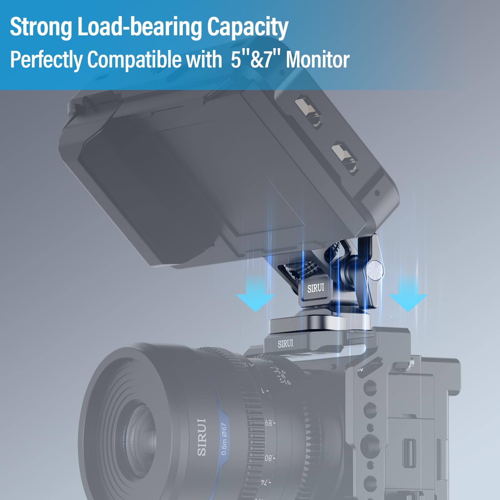 Sirui Field Monitor Bracket With Dual 1/4' Screws Mount, Swivel 360� And Tilt 180� Adjustable Camera Monitor Holder For 5' And 7' Monitor, Am Mts