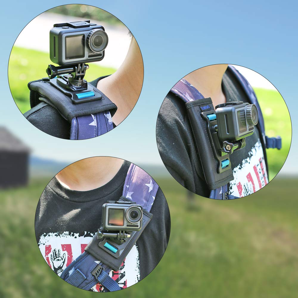Surewo Backpack Shoulder Strap Mount With Adjustable Shoulder Pad Compatible With Gopro Hero 13/12/11/10/9/8/7/6/5/4,Dji Osmo Action 5 Pro/4/3,Akaso/Crosstour And Most Action Cameras