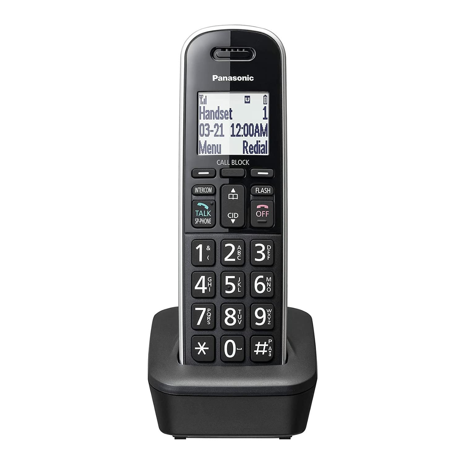Panasonic Compact Cordless Handset, Add-on Handset for TGB85x Series, Large LCD, Call Block, Caller ID, Line Power Mode, Phonebo