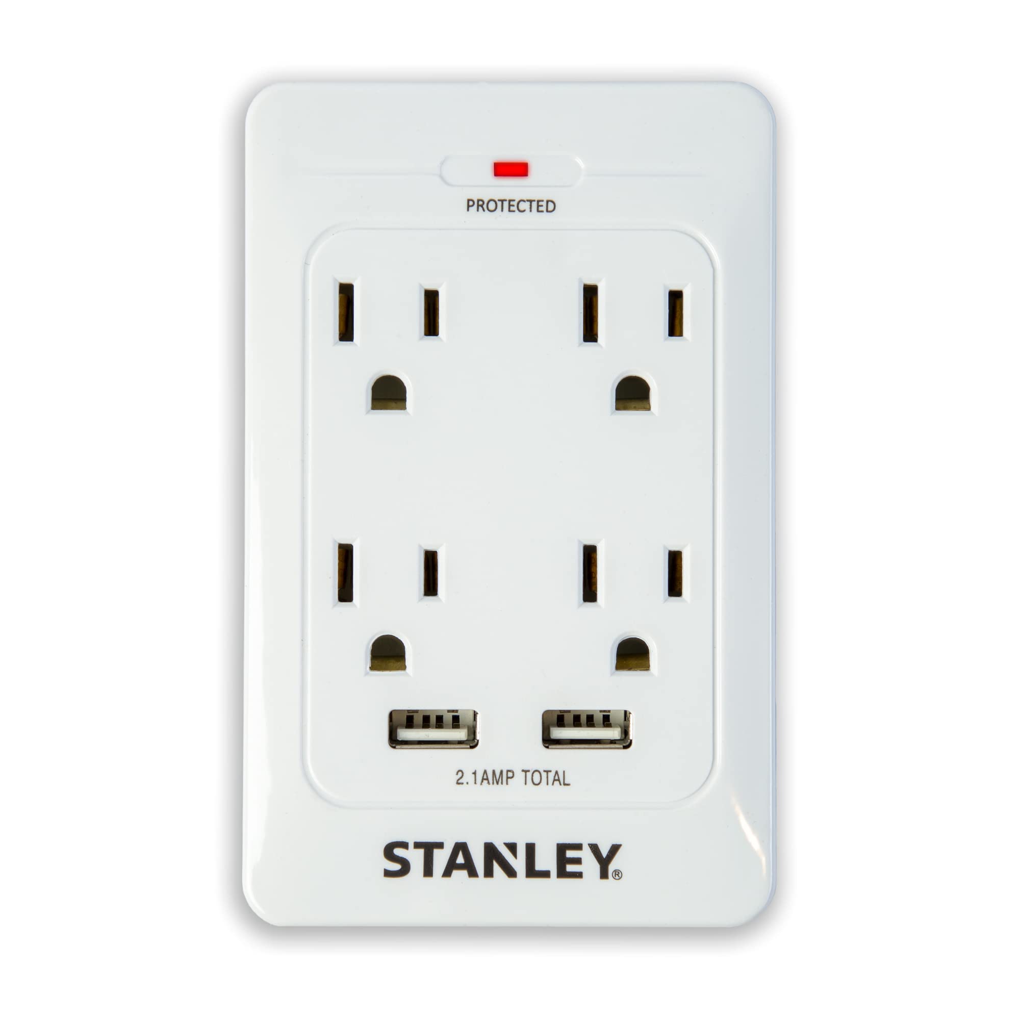 Stanley 33202 Surgequad Ac And Usb Wall Tap, White