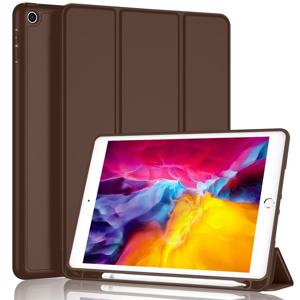 Imieet Ipad 9.7 Case (2018/2017 Model, 6Th/5Th Generation), Smart Cover With Pencil Holder And Soft Baby Skin Silicone Back And Full Body Protection, Auto Wake/Sleep Cover (Chocolate)