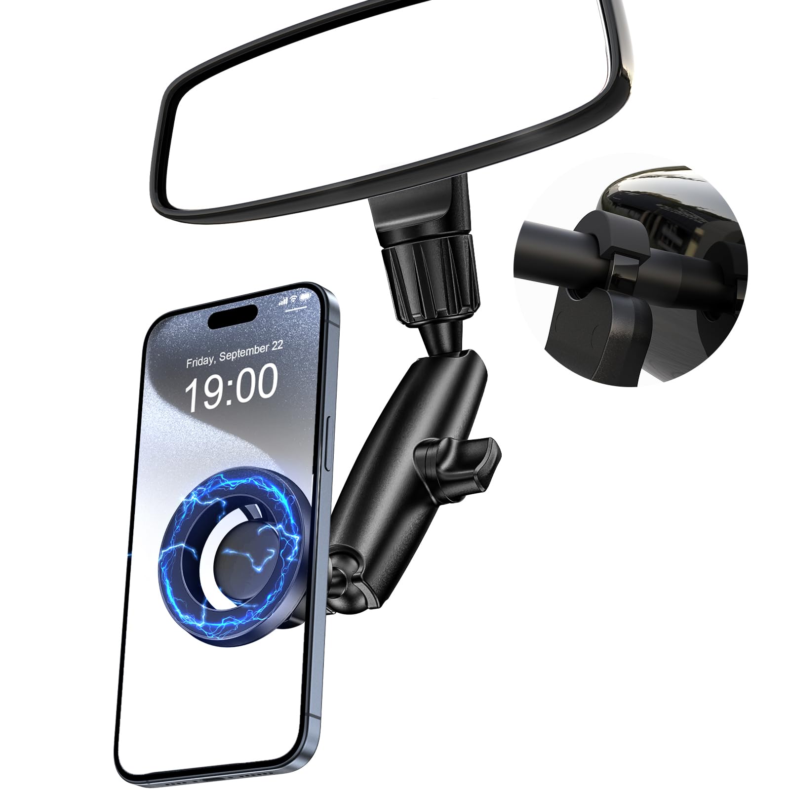 Jdhdl Magnetic Phone Holder For Car, Rear View Mirror Phone Holder, 360 Rotating Car Phone Mount, Compatible With Iphone 16/15/1