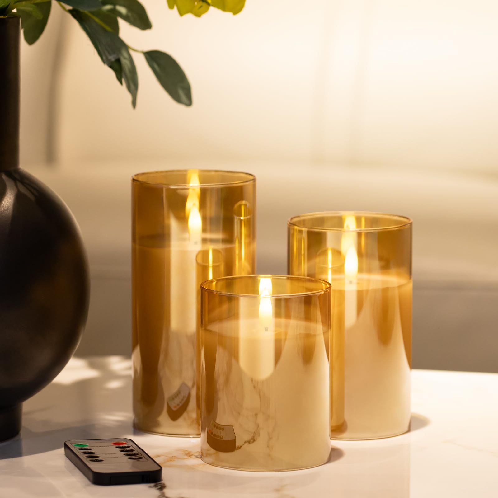 Flameless Candles, Battery Operated Candles Led Pillar Candles With Remote 10-Key Control And Timers For Indoor Home Fireplace D