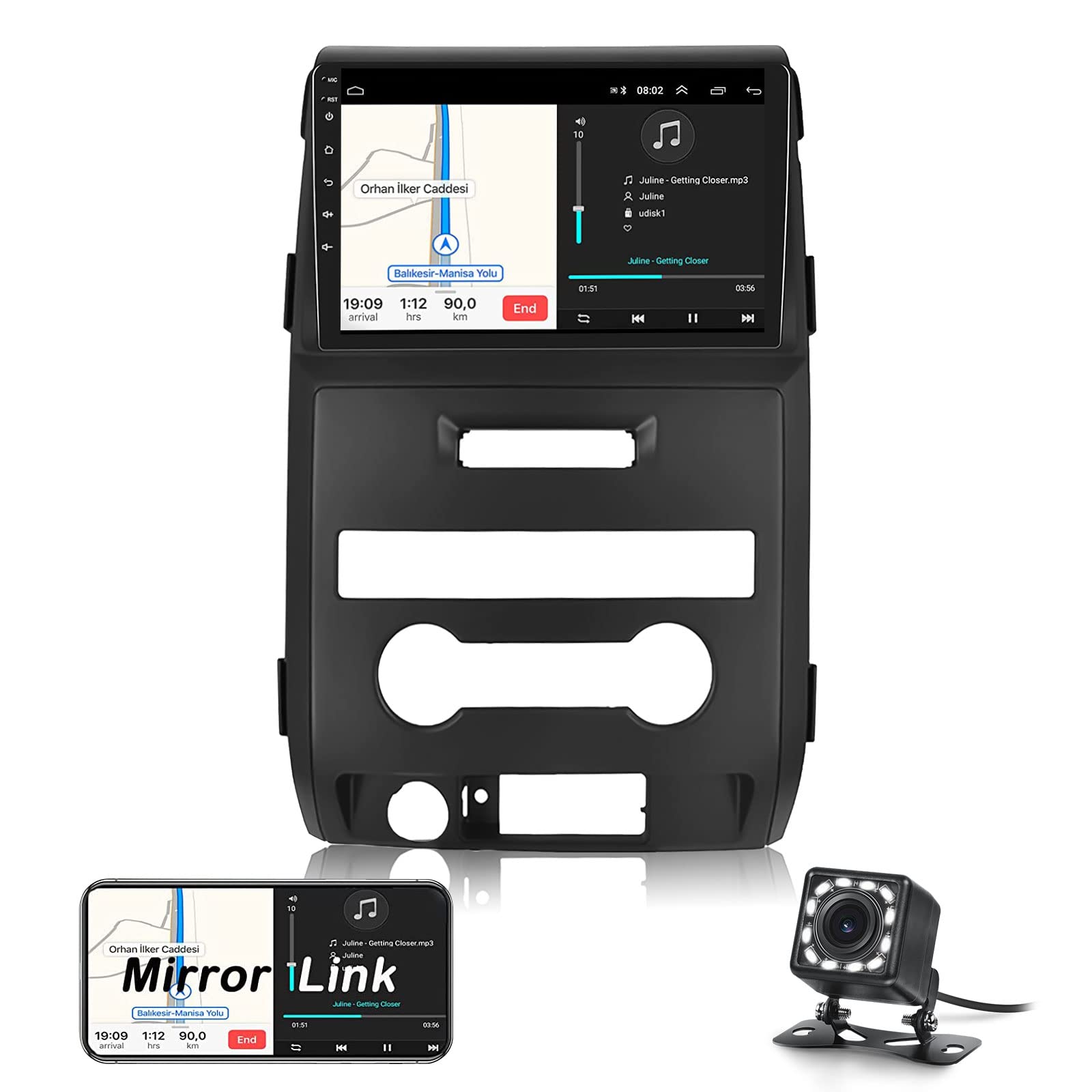 Camecho For Ford F150 F 150 2009 2012 Radio,Android 10 Car Stereo Gps Navigation Dsp Bluetooth Usb Swc Mirror Link Multimedia Head Unit 1G Ram 16G Rom + Backup Camera