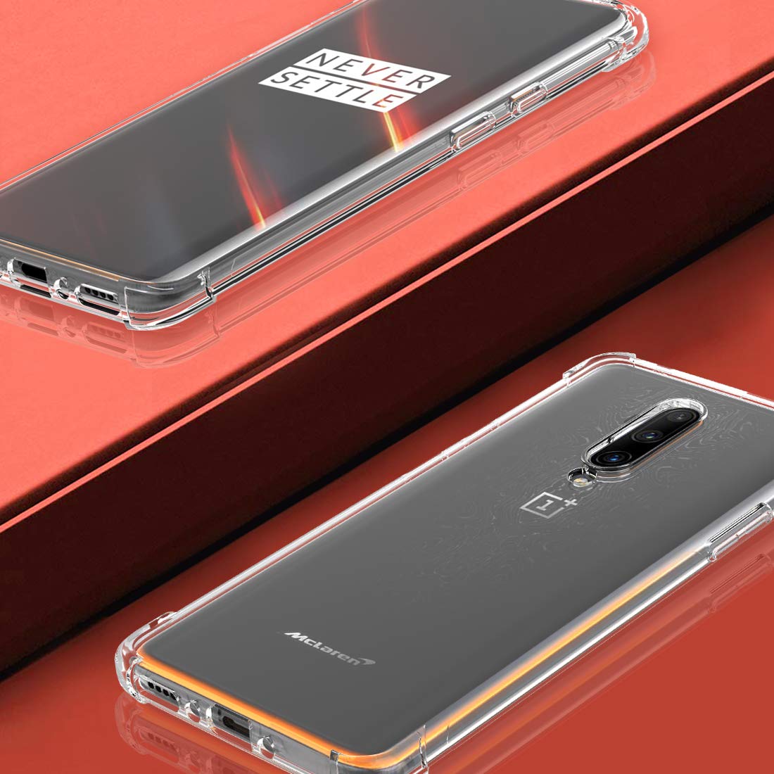 Osophter For Oneplus 7T Pro Case Clear Transparent Reinforced Corners Tpu Shock Absorption Flexible Cell Phone Cover For One Plu