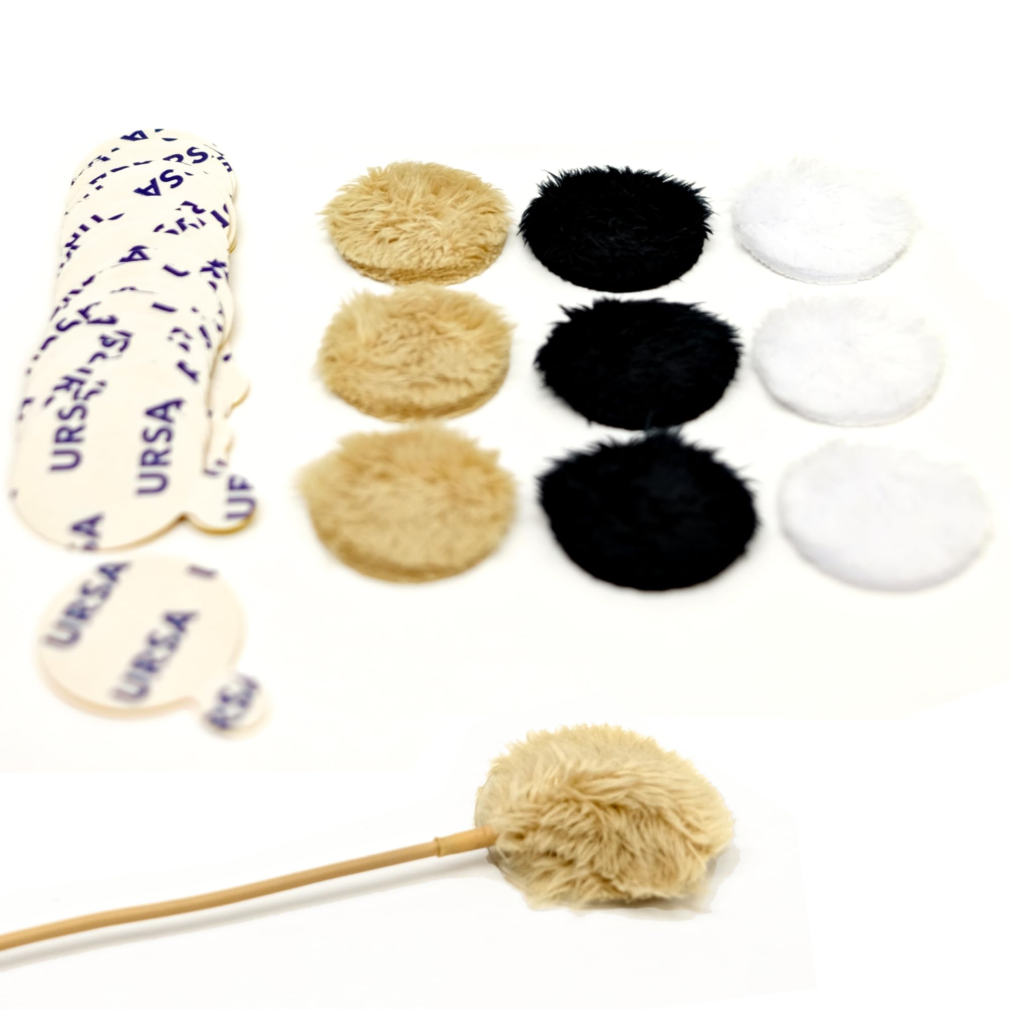 Ursa Plush Circles   5Mm Length Short Fur Lav Covers. Reusable & Super Soft. 25Mm Diameter (9X Circles + 30X Stickies, Multipack