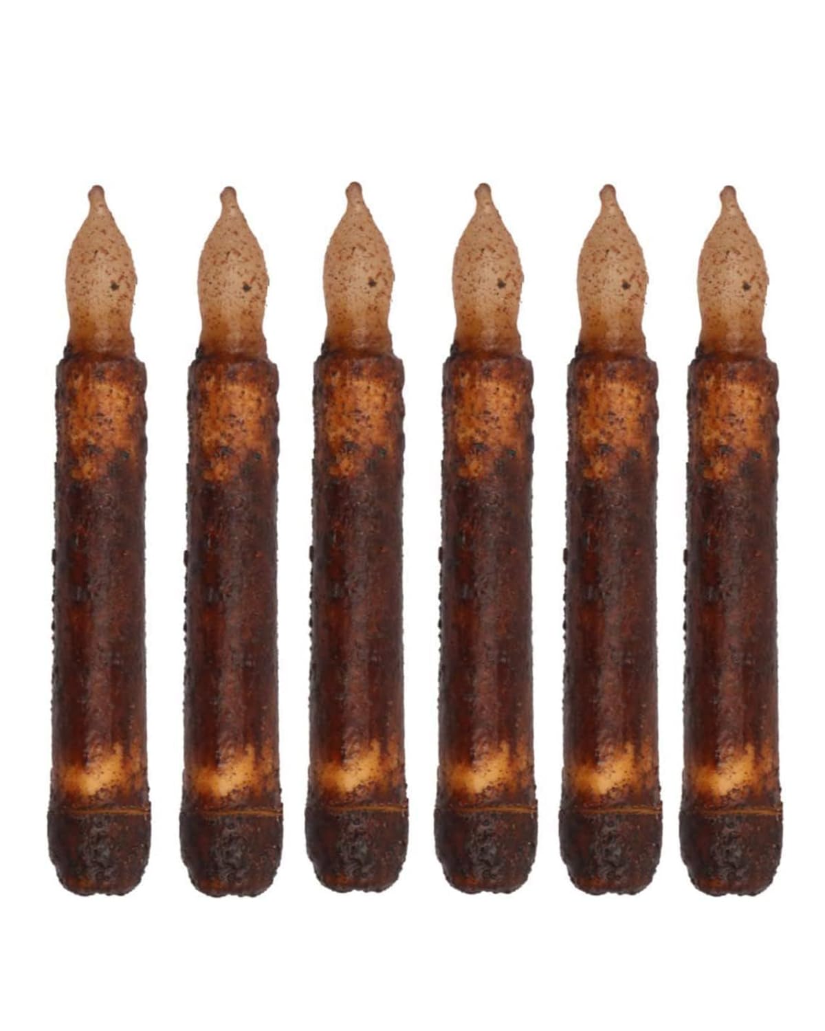 Aulaygo Taper Primitive Candles With Timer 6Pcs Real Wax Hand Dipped Battery Operated Flameless Candles For Christmas Halloween 