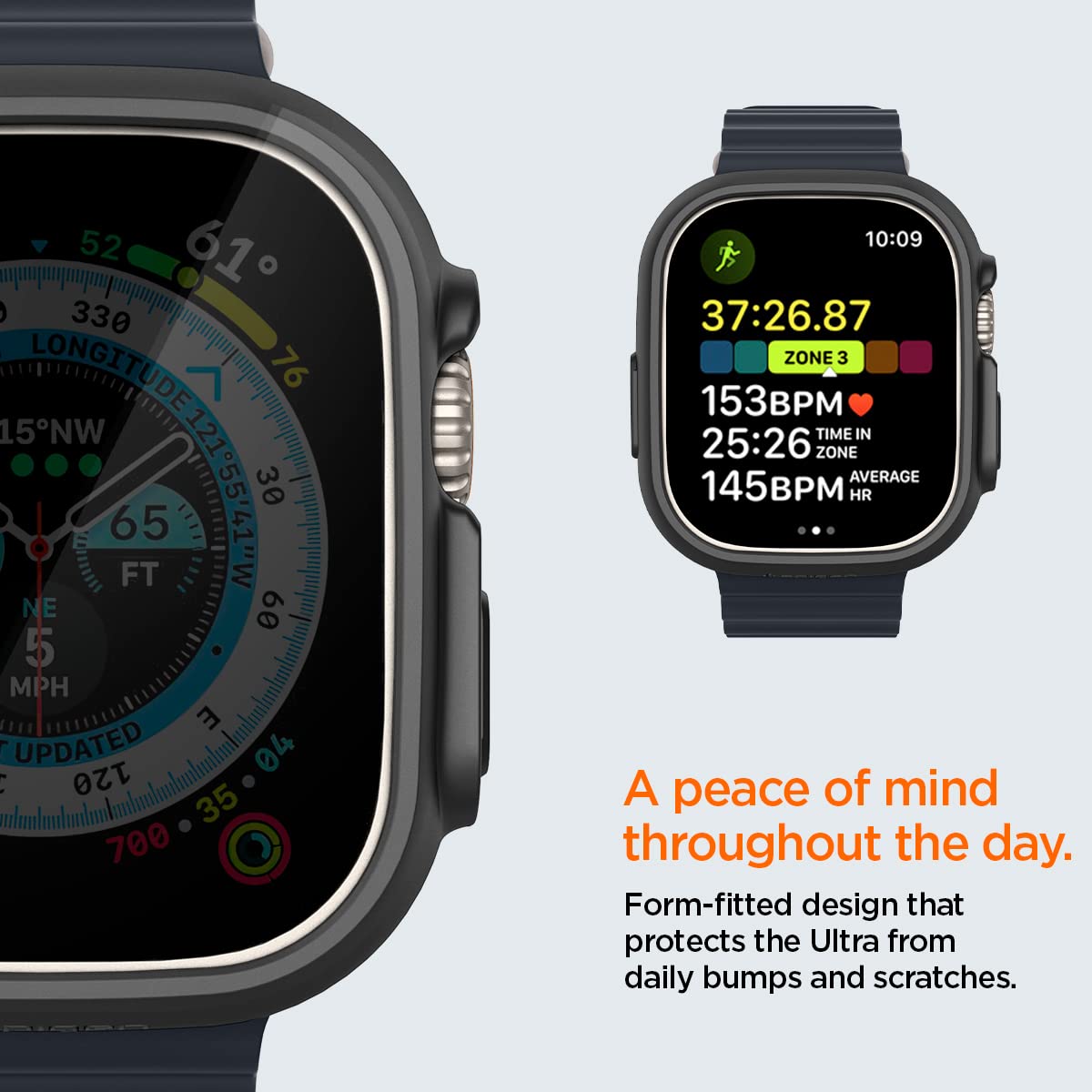 Spigen Thin Fit Designed For Apple Watch Ultra 2Apple Watch Ultra Case, Thin Hard Pc Case For Apple Watch Ultra 49Mm Case   Blac