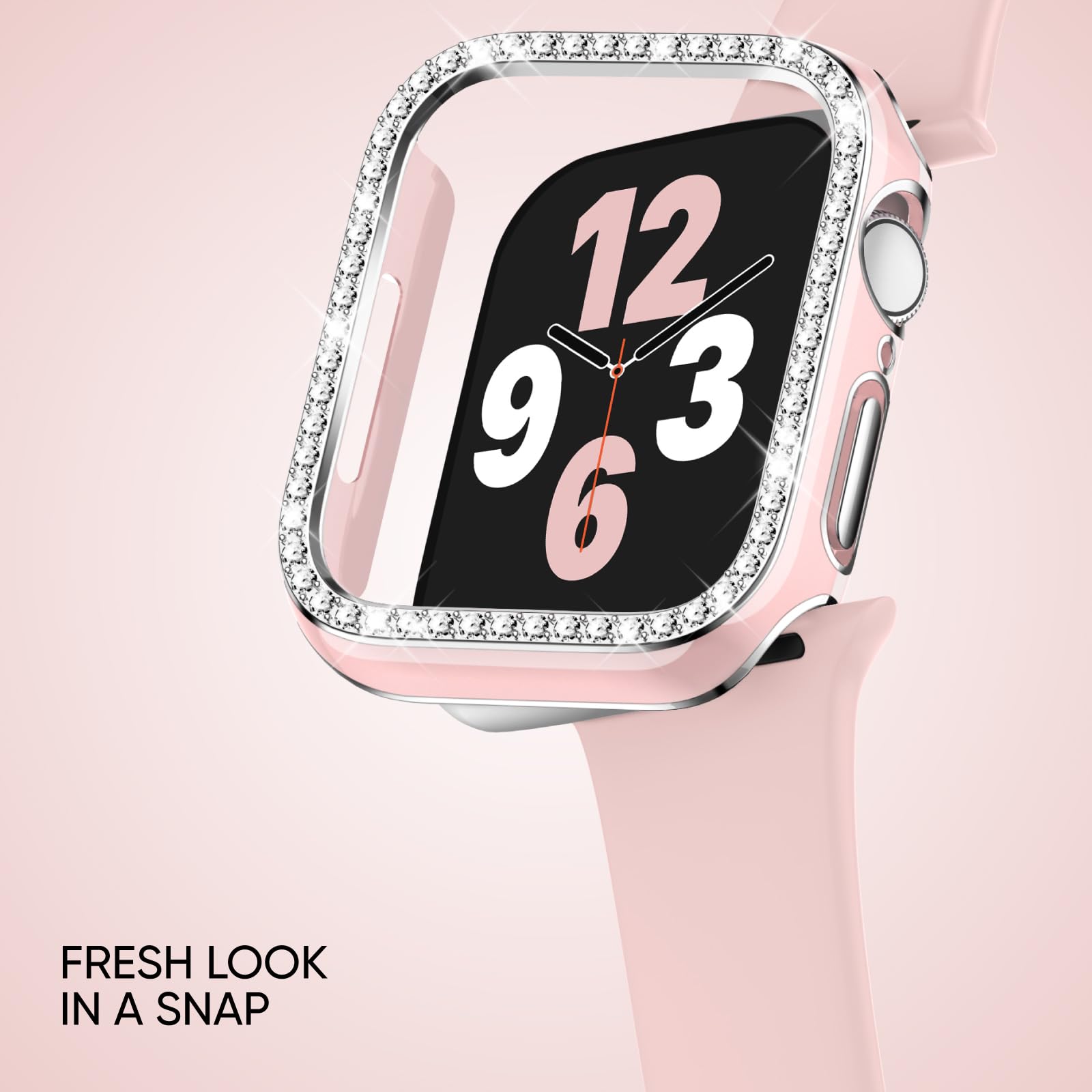 Adorique Compatible For Apple Watch Band 40Mm 41Mm 44Mm 45Mm With Protective Bling Bumper Case Cover, Silicone Sport Strap For I