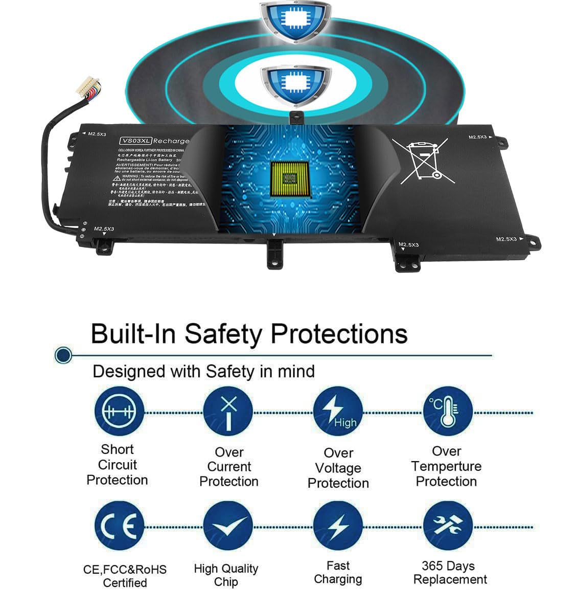 52Wh Vs03Xl Laptop Battery For Hp Envy 15 As000 15T As000 15T As100 15 As133Cl X6V56Ua 15 As020Nr 15 As152Nr 15 As043Cl 15 As014