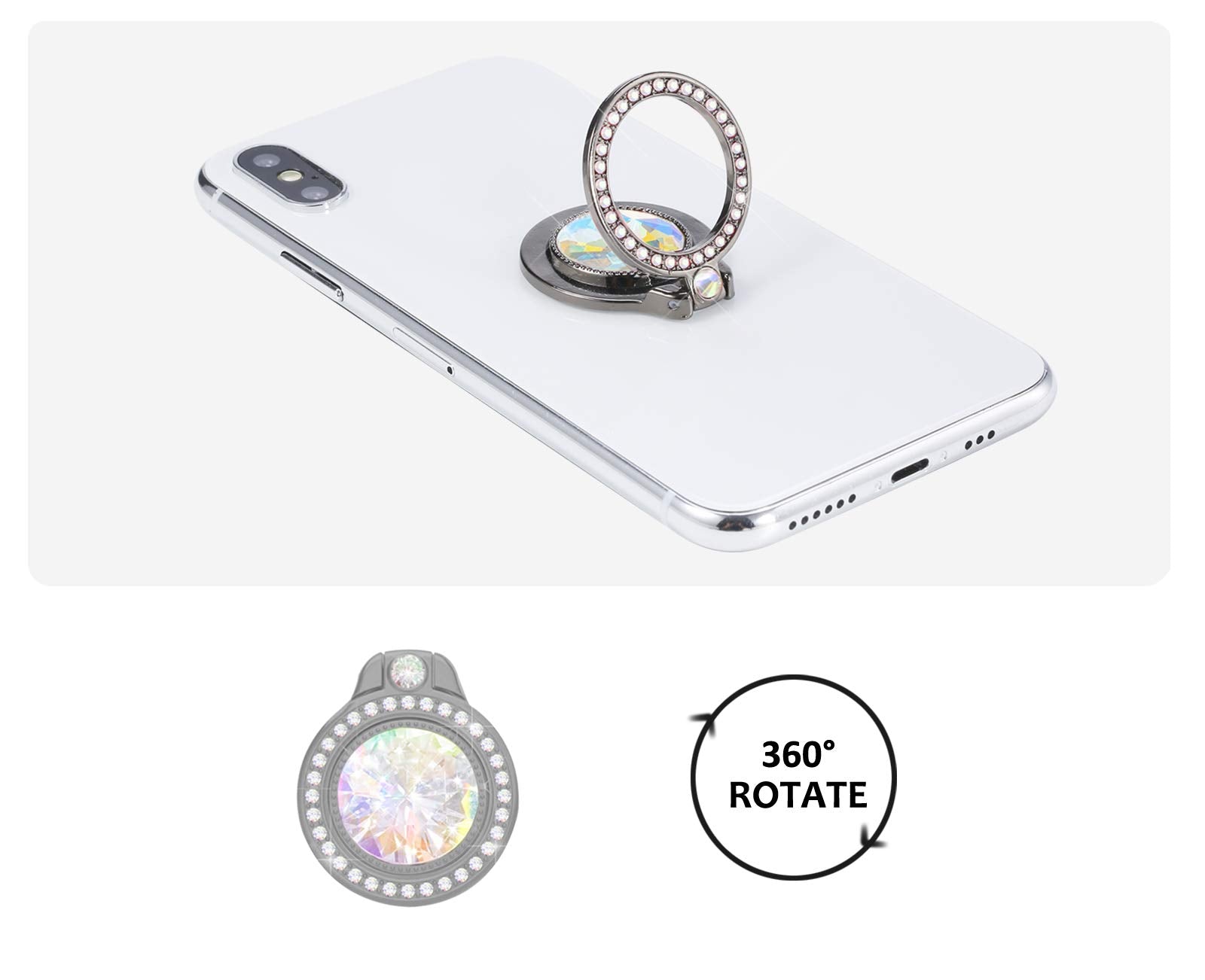 Lenoup Glitter Bling Bling Phone Ring Holder,Sparkle Phone Ring Artificial Diamond Kickstand,Rhinestone Cell Phone Finger Ring G