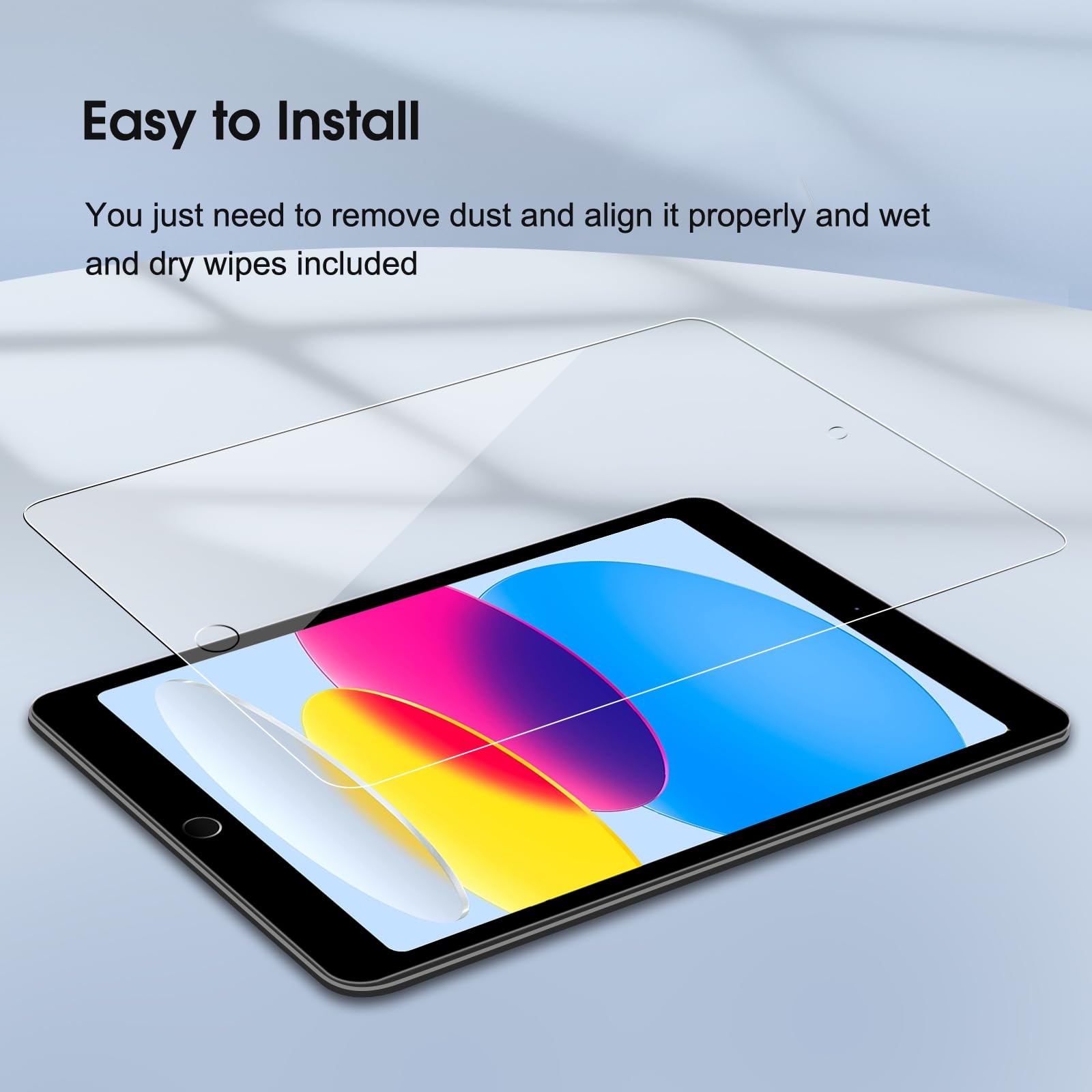 Qularlans 2 Pack Screen Protector For Ipad 10Th Generation (10.9 Inch 2022, Model A2696/A2757/A2777), Anti Scratch 9H Hardness T