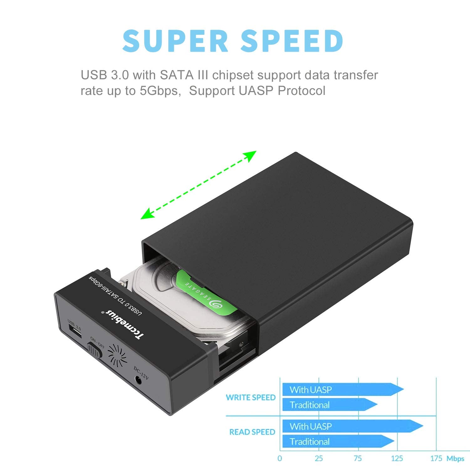Tccmebius Usb 3.0 External Hard Drive Enclosure For 2.5 3.5 Inch Sata I/Ii/Iii Hdd Ssd Up To 20Tb, 3.5'' Tool Free Hdd Docking S