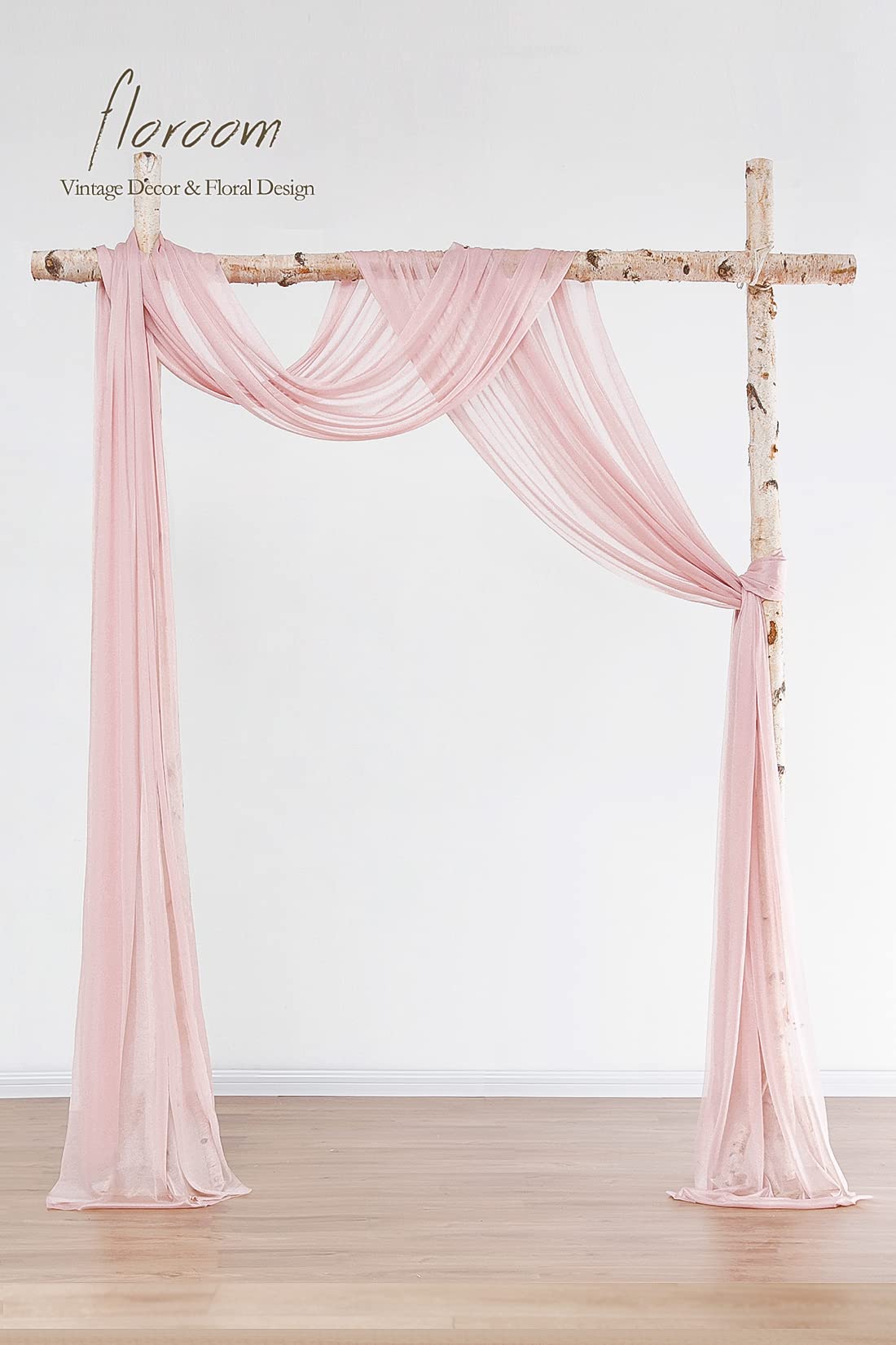 Floroom Wedding Arch Draping Fabric 2 Panels 20Ft Dusty Rose Chiffon Fabric Drapes Arbor Drapery Wedding Ceremony Reception Swag