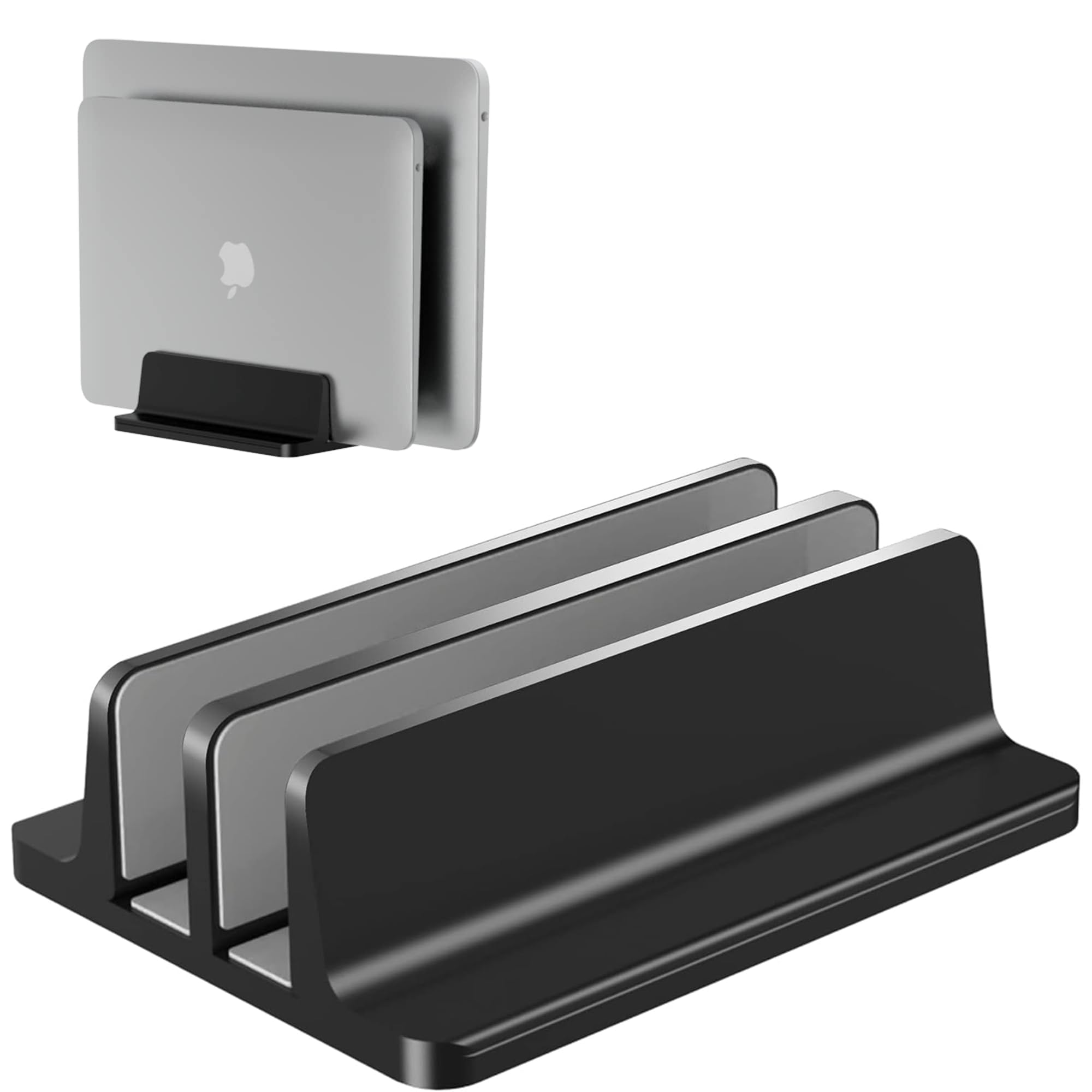 Bull Tech Vertical Laptop Stand, Adjustable 2 Slot Aluminum Desktop Holde(Up To 17.3 Inch), Fits All Macbook/Microsoft Surface/Hp/Dell/Chromebook/Ipad And Gaming Laptops (Black)