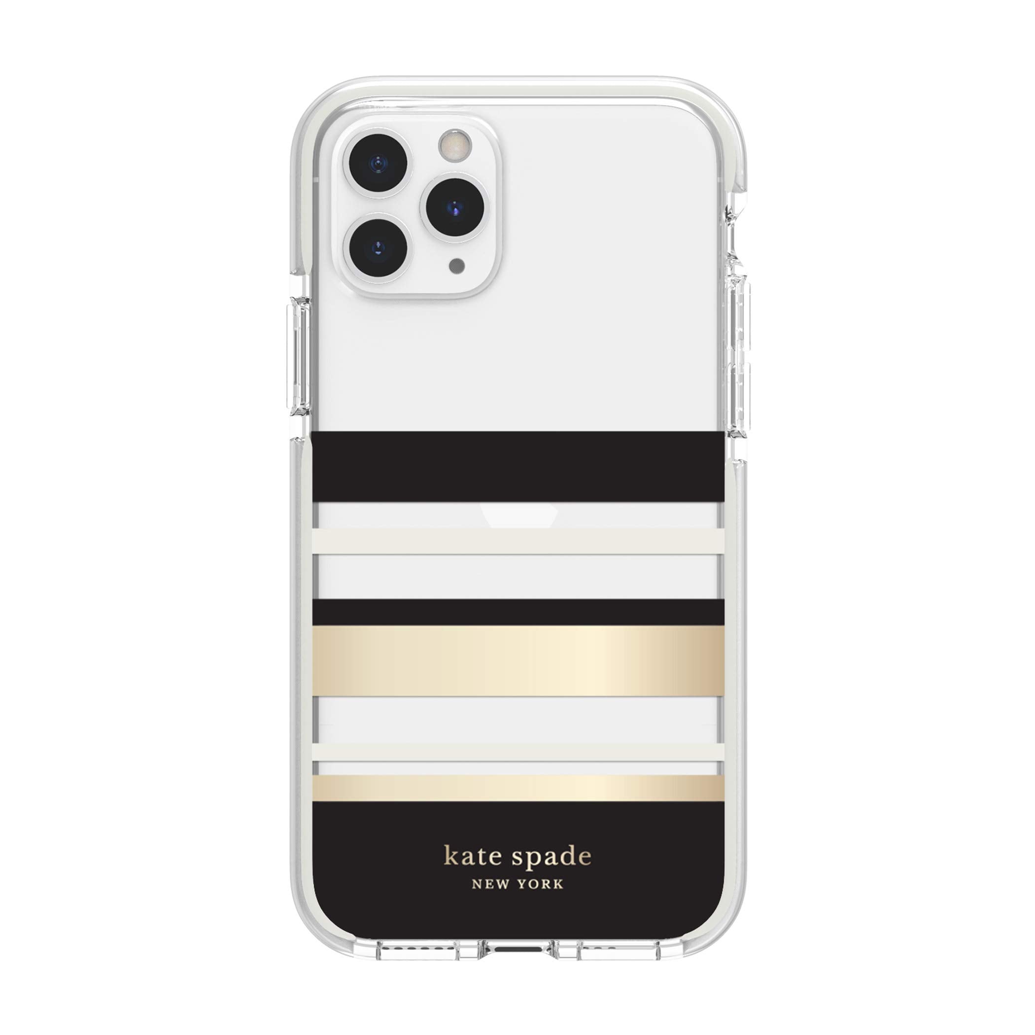 Kate Spade New York Park Stripe Case For Iphone 11 Pro,Polycarbonate,Shock Absorbent   Defensive Hardshell With Cream Bumper