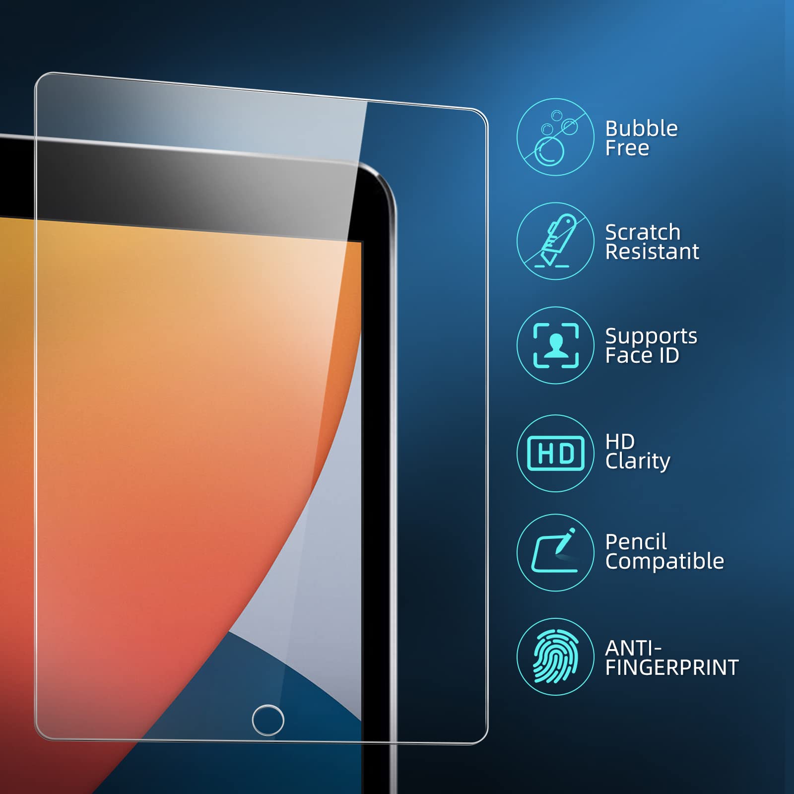 New'C 2 Pack Designed For Ipad 9(2021)/Ipad 8(2020)/Ipad 7(2019)[10.2 Inch, 9Th/8Th/7Th Generation], Screen Protector Film   Ins