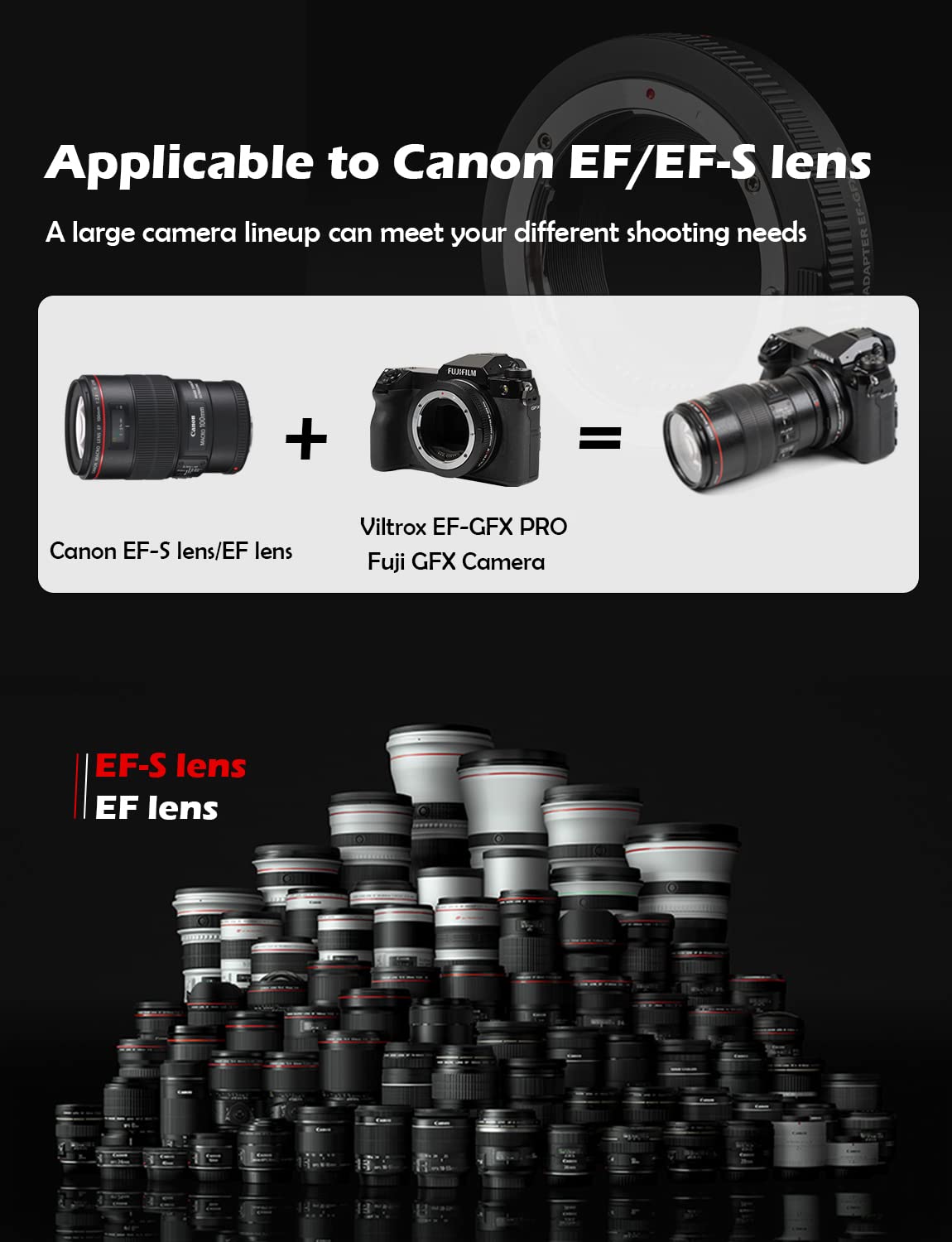 Viltrox Ef-Gfx Pro Lens Adapter, Auto-Focus Gfx Adapter Ring Lens Converter Control Ring Compatible For Canon Ef/Ef-S Series Len