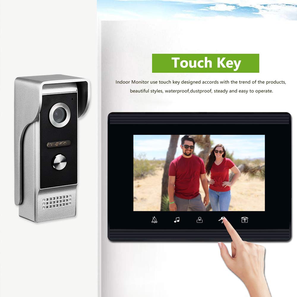 Amocam Video Intercom System, 7 Inches Monitor Wired Video Door Phone Doorbell Kits, Indoor Outdoor Ir Camera Support Unlock, Monitoring, Dual Way Intercom For Villa House Office Apartment