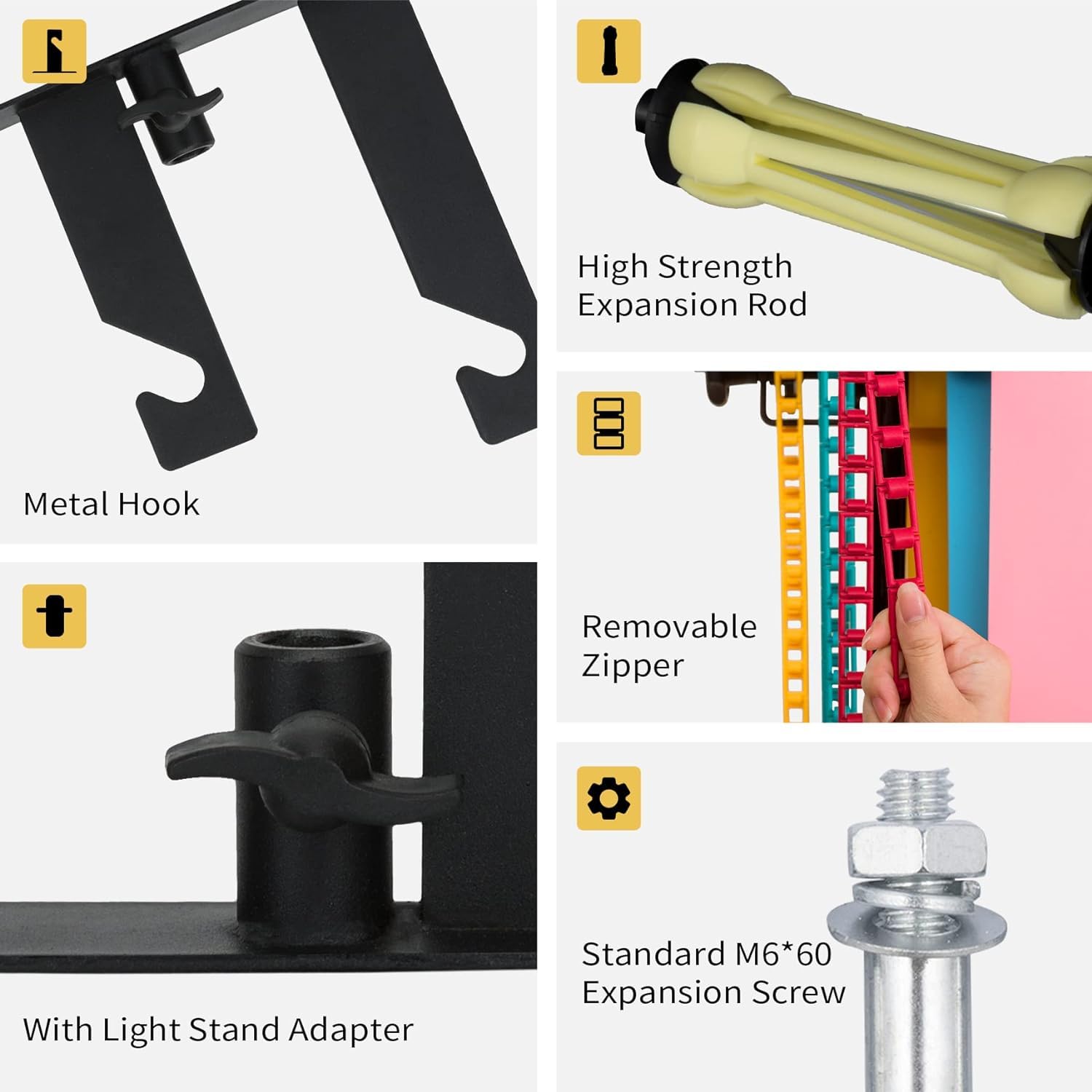 Goshoot 3 Roller Photography Backdrop Background Support Wall Mount Manual Pull Down System For Photo Studio With 6 Expand Bars