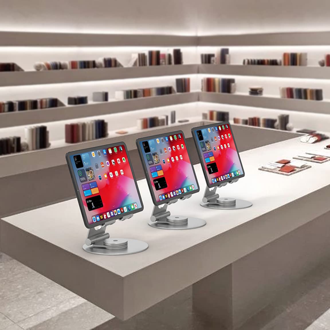 Kabcon Tablet Stand Swivel,Aluminum Portable 360�Rotating Tablet Stand Holder For Desk,Business,Kitchen,Desktop,Tablet Table Stand For Ipad Pro 9.7,10.5,12.9/Air Mini,Tab,Kindle,Nexus,E Reader