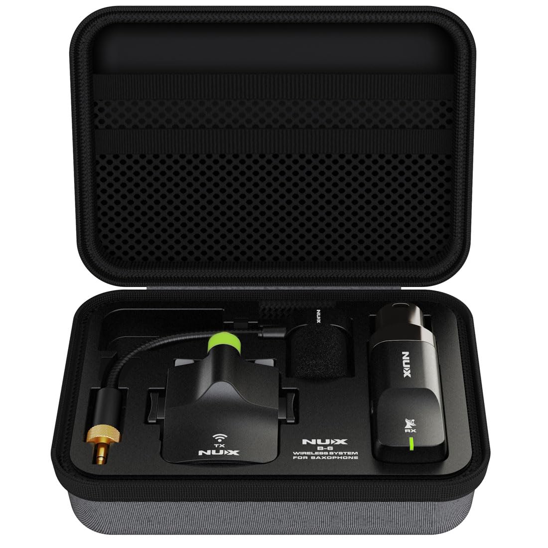Nux B 6 Saxophone Wireless System With Charging Case,Operation Range Of 20 Meters,High Resolution 24  Bit/44.1Khz Audio,2.4Ghz W