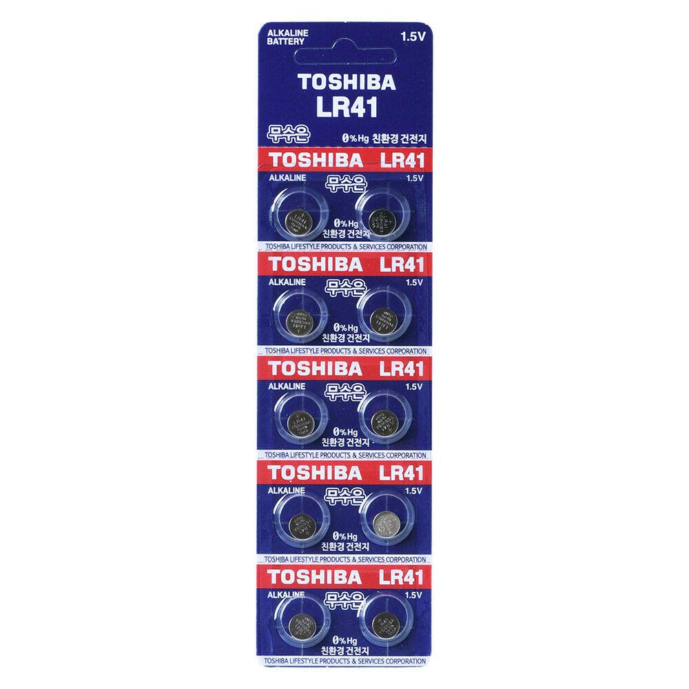 Toshiba LR41 Battery 1.5V Alkaline 392 AG3 LR736 (10 Batteries)   Original Toshiba Red Packaging