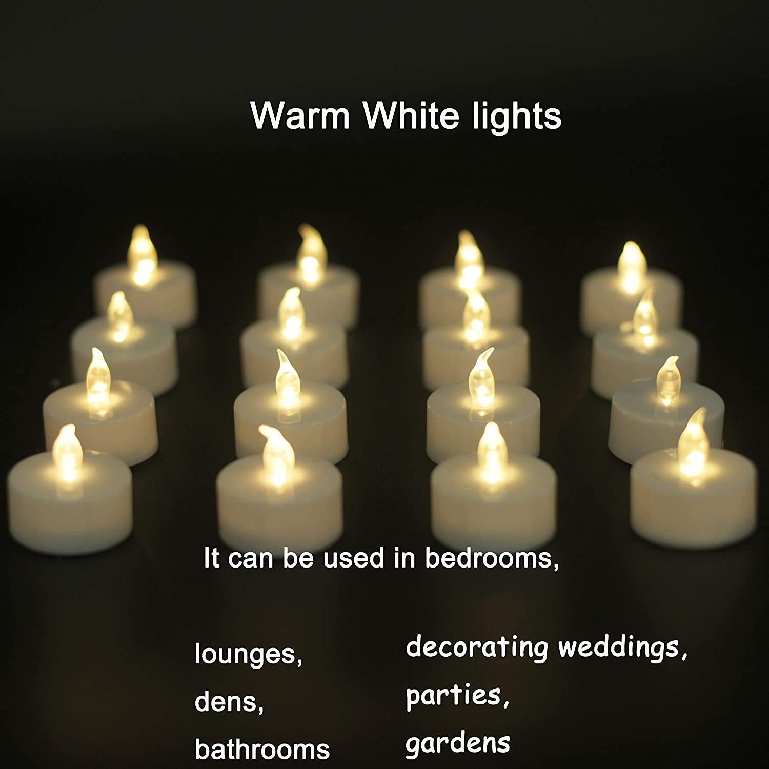 Yiwer Battery Tea Lights Candles   Led Tea Lights 200 Hours Pack Of 12 (Warm White)