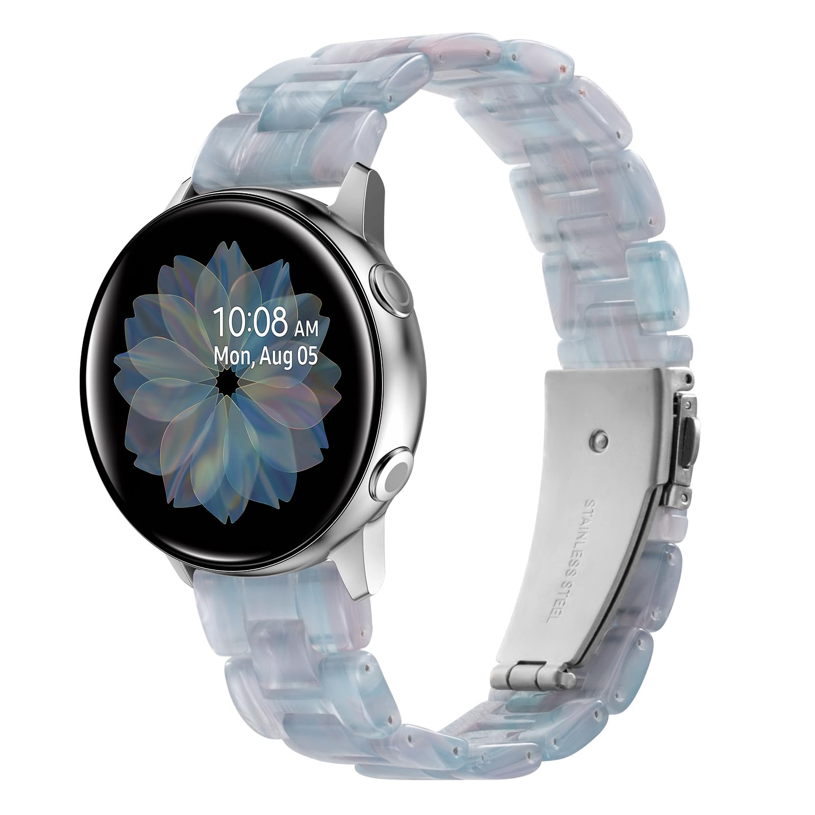 Resin Watch Band for Samsung Galaxy Watch 7/6 / 5/4 / FE/Classic / 5 Pro 40mm 42mm 44mm 45mm 46mm 47mm, 20mm Dressy Bracelet Lig