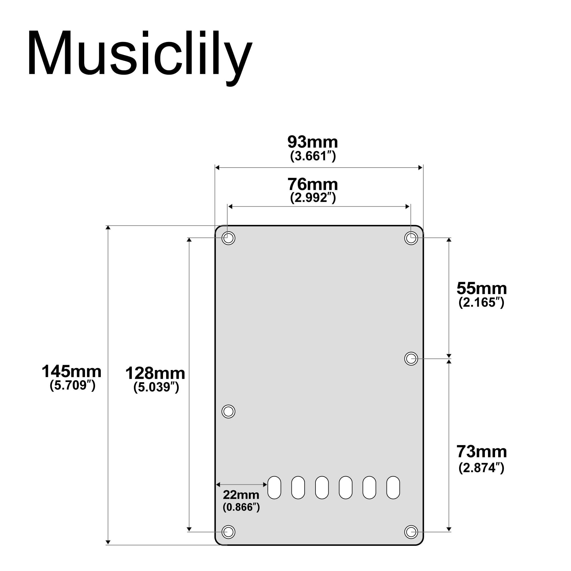 Musiclily 6 Hole Strat Back Plate Tremolo Cavity Cover Vintage Style Backplate For Fender Us/Mexico Made Standard Stratocaster M