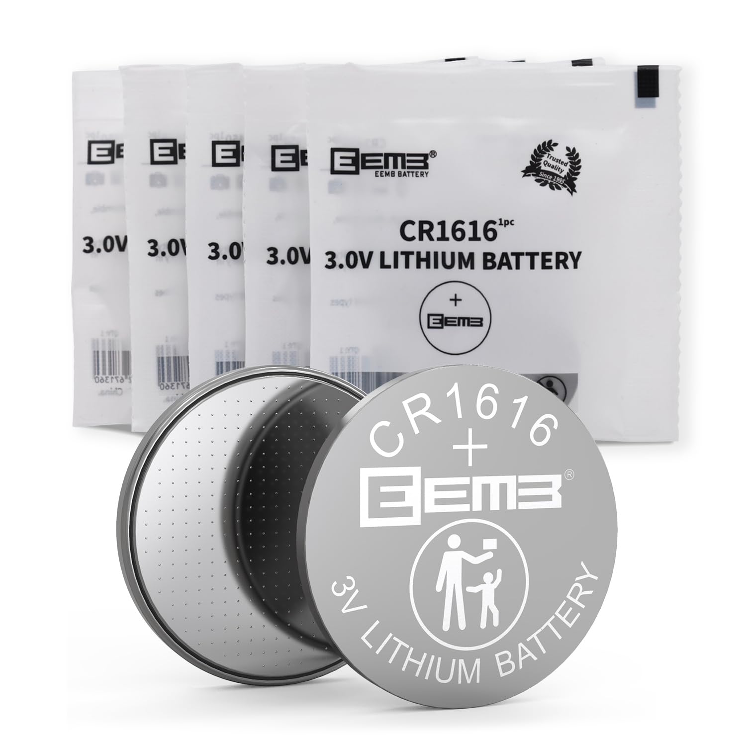 EEMB 5 Pack CR1616 Battery 3V Lithium Button Coin Cell Batteries 1616 Battery DL1616 ECR1616 for Re-Mote Control, Watch, Calcula