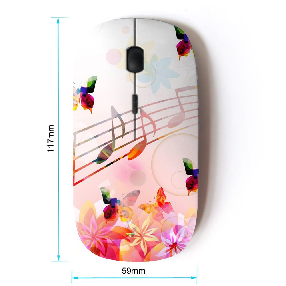 Koolmouse [ Optical 2.4G Wireless Mouse [ Music Notes Pink Flowers Butterflies Nature ]