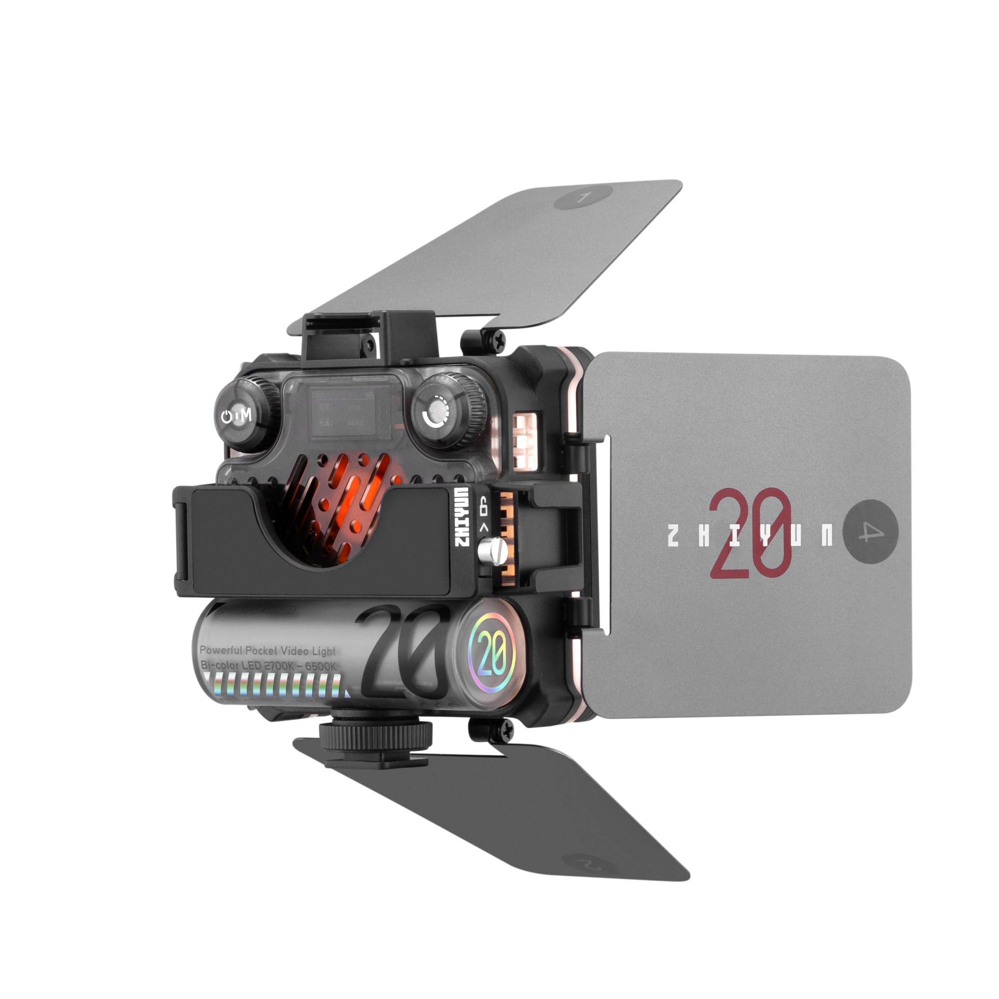 Zhiyun Fiveray M20 Combo Video Light Powerful Pocket Light, Bi Color 2700K~6500K On Camera Video Lights, 20W (M20 Combo)