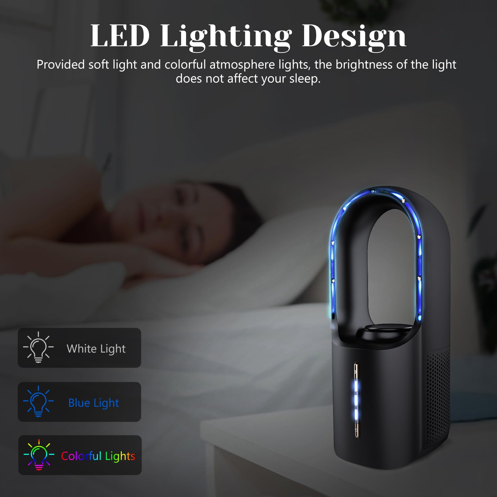 Sismel Desk Fan,Portable Fan 11.8 Inch,Bladeless Fan,Small Fan Quiet Table,Rechargeable Battery Operated Fan With 3 Cooling Spee