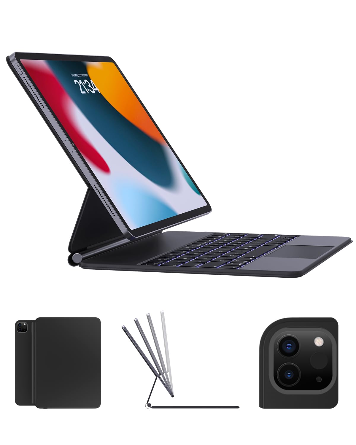 AUSDOM iPad Air 13(M2) Case with Keyboard, Magnetic Floating Wireless Backlit Rechargeable Keyboard Case with Multi-Touch Trackp