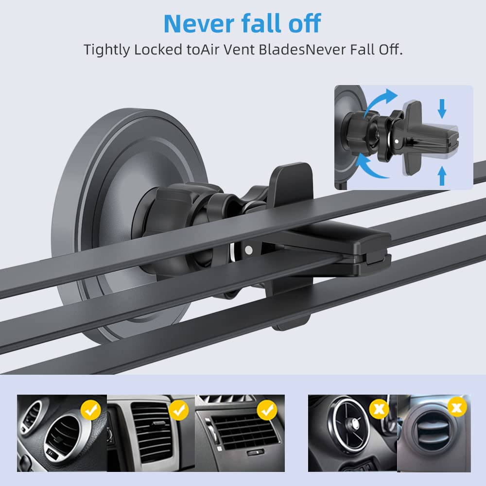 Ohlpro Magsafe Car Mount Charger Iphone Wireless Car Charger, Stick On Dashboard Magnetic Phone Holder Mount For Iphone 16 Pro P